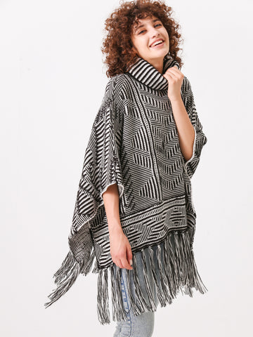 Cowl Neck Poncho Cape